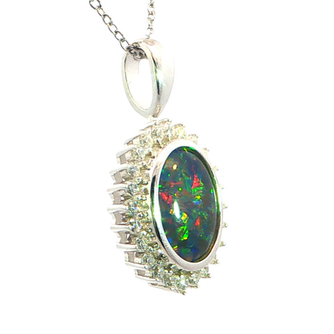 Triplet Opal Pendant in 925 Sterling Silver - Multicolour