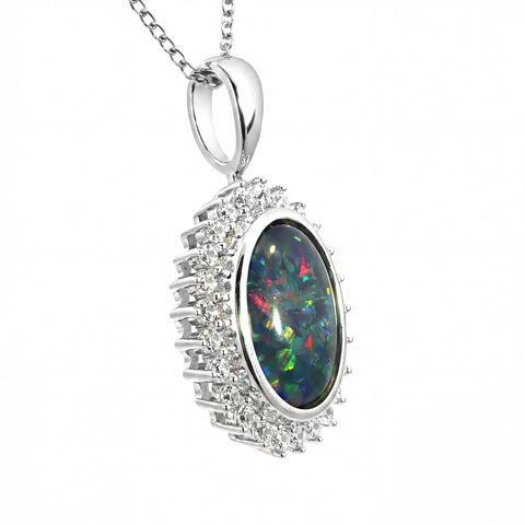 Triplet Opal Pendant in 925 Sterling Silver - Multicolour - Australian Opal Cutters and Pearl Divers