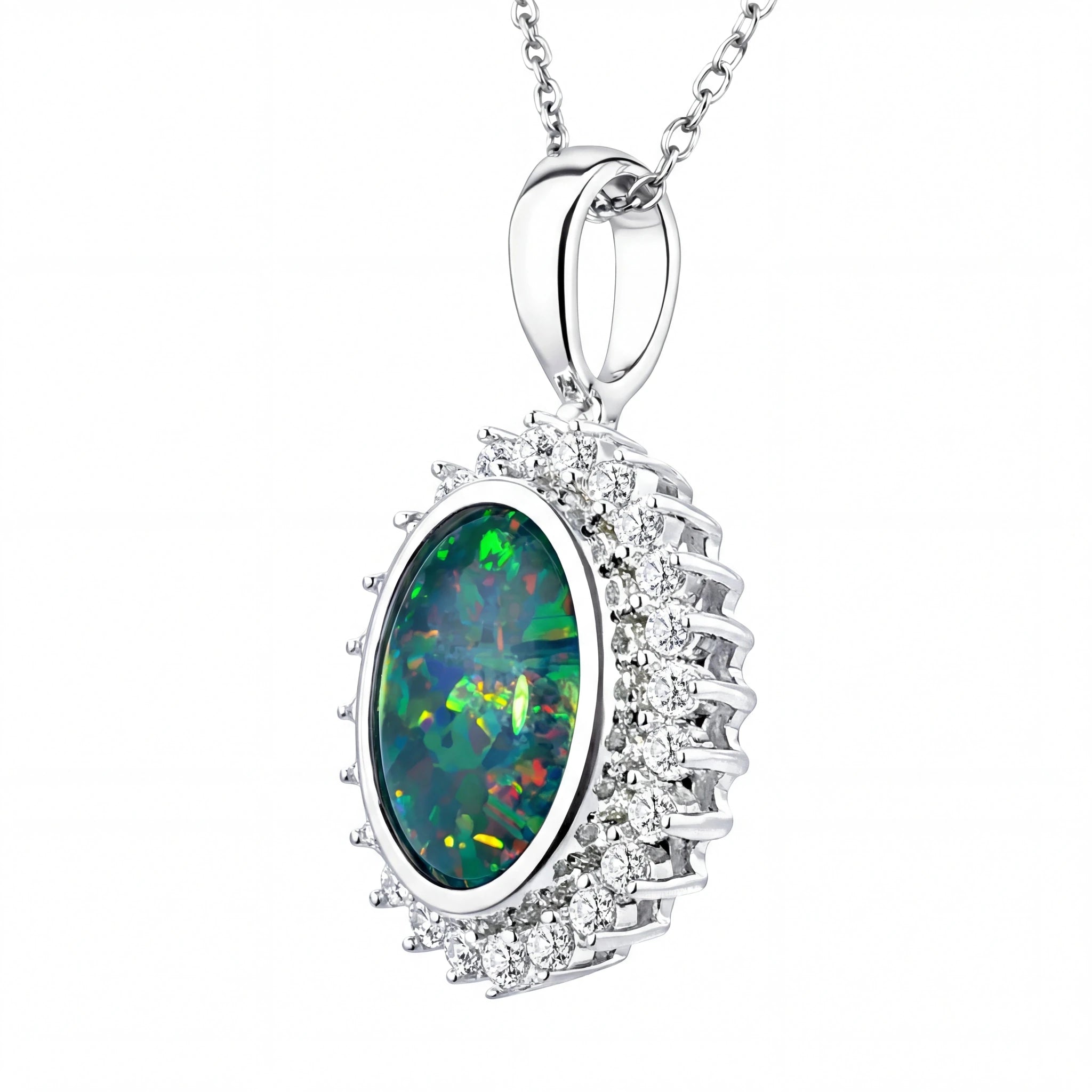 Triplet Opal Pendant in 925 Sterling Silver - Multicolour - Australian Opal Cutters and Pearl Divers