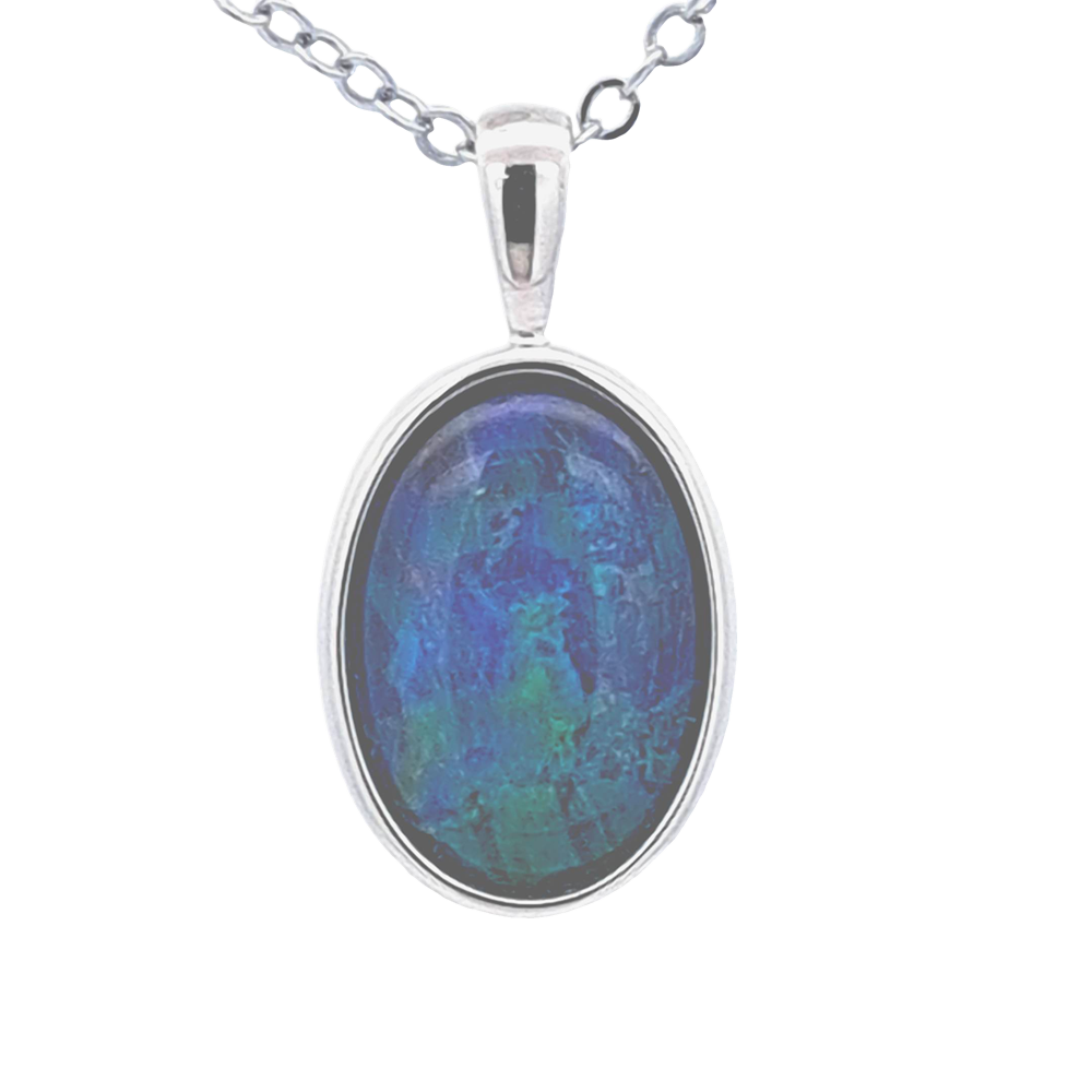 Australian Triplet Opal Pendant Set in 925 Sterling Silver 10 x14mm