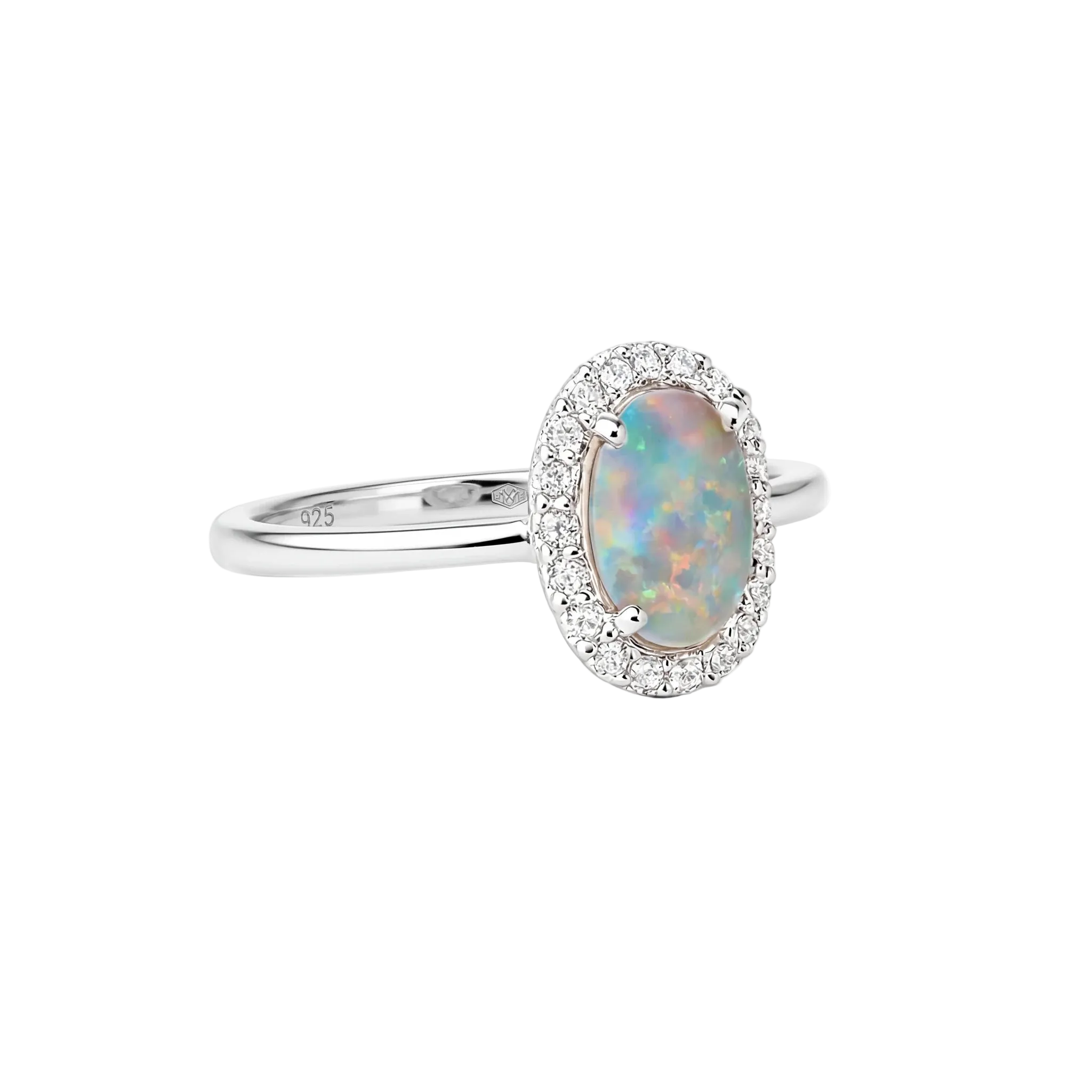 Dark Opal Ring in 18K White Gold - Multicolour - Australian Opal Cutters and Pearl Divers