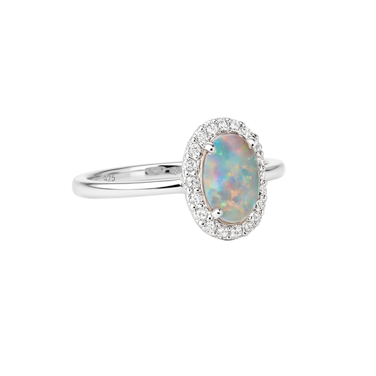 Dark Opal Ring in 18K White Gold - Multicolour - Australian Opal Cutters and Pearl Divers