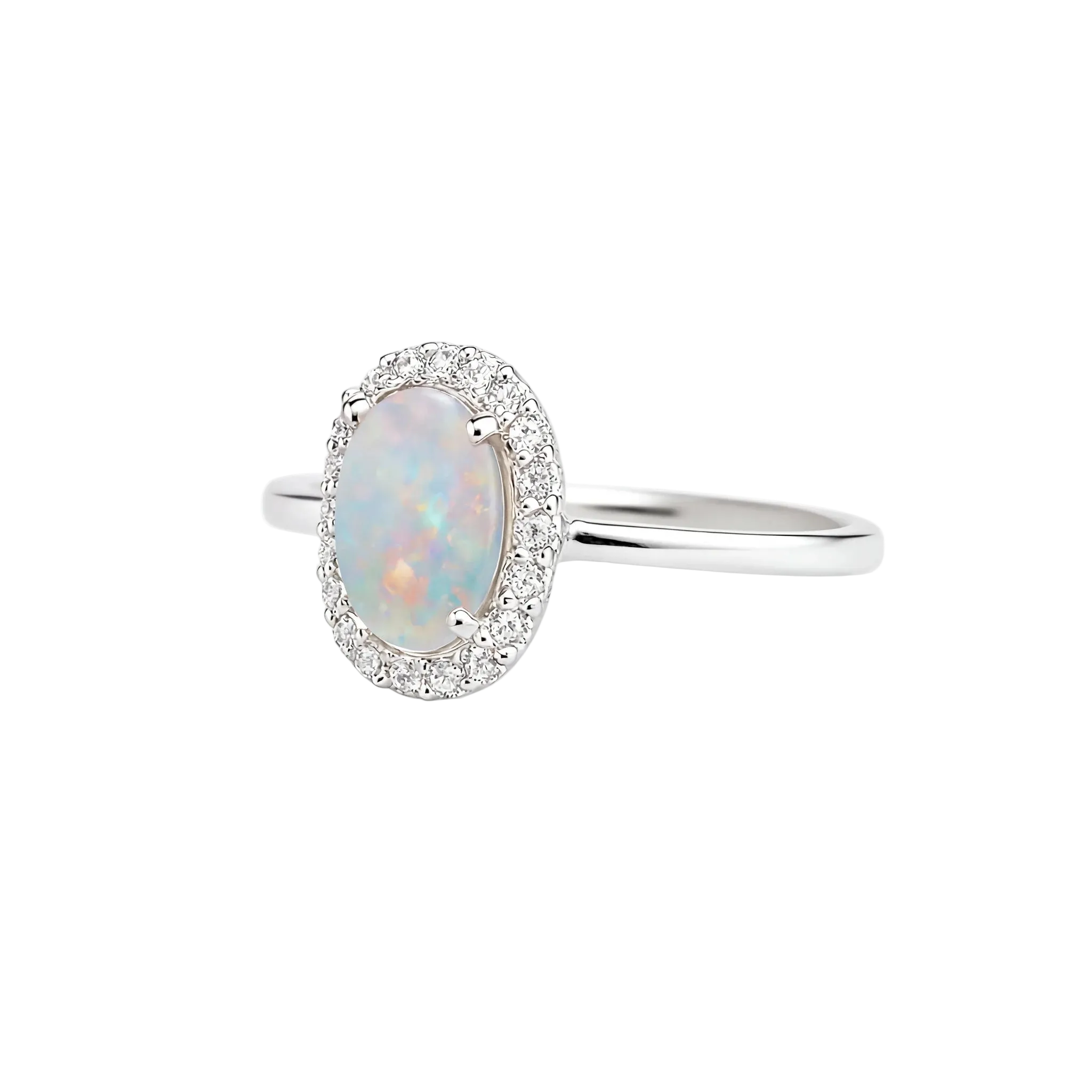 Dark Opal Ring in 18K White Gold - Multicolour - Australian Opal Cutters and Pearl Divers