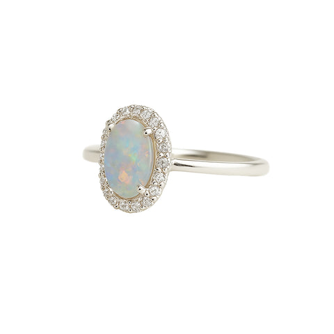 Dark Opal Ring in 18K White Gold - Multicolour