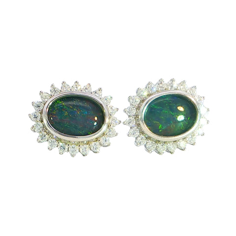 Triplet Opal Earrings in 925 Sterling Silver - Multicolour