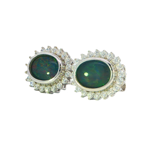 Triplet Opal Earrings in 925 Sterling Silver - Multicolour
