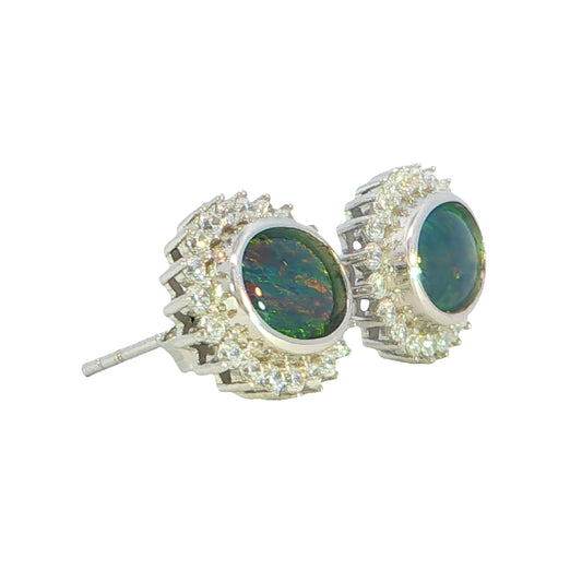Triplet Opal Earrings in 925 Sterling Silver - Multicolour