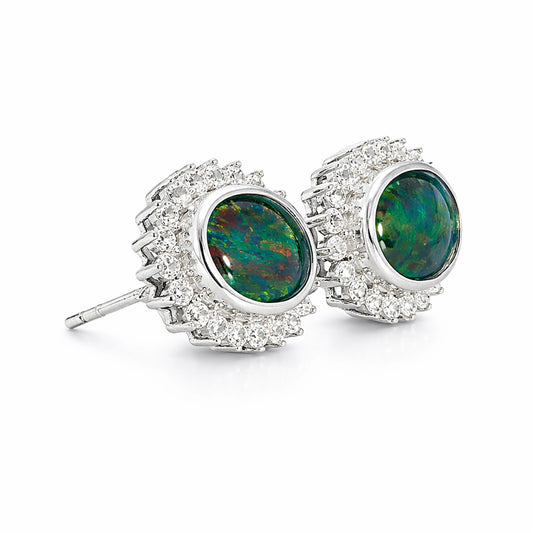 Triplet Opal Earrings in 925 Sterling Silver - Multicolour