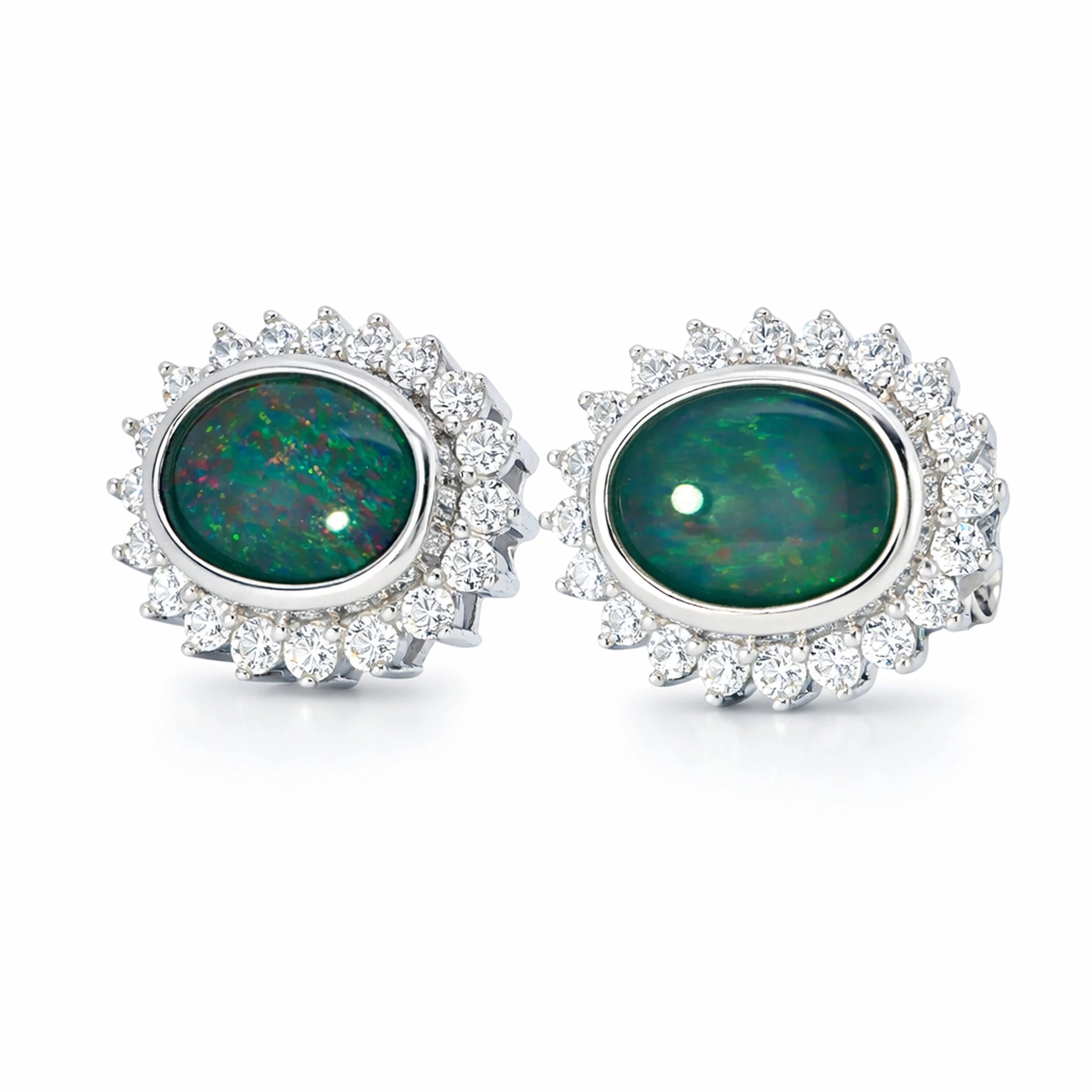 Triplet Opal Earrings in 925 Sterling Silver - Multicolour - Australian Opal Cutters and Pearl Divers