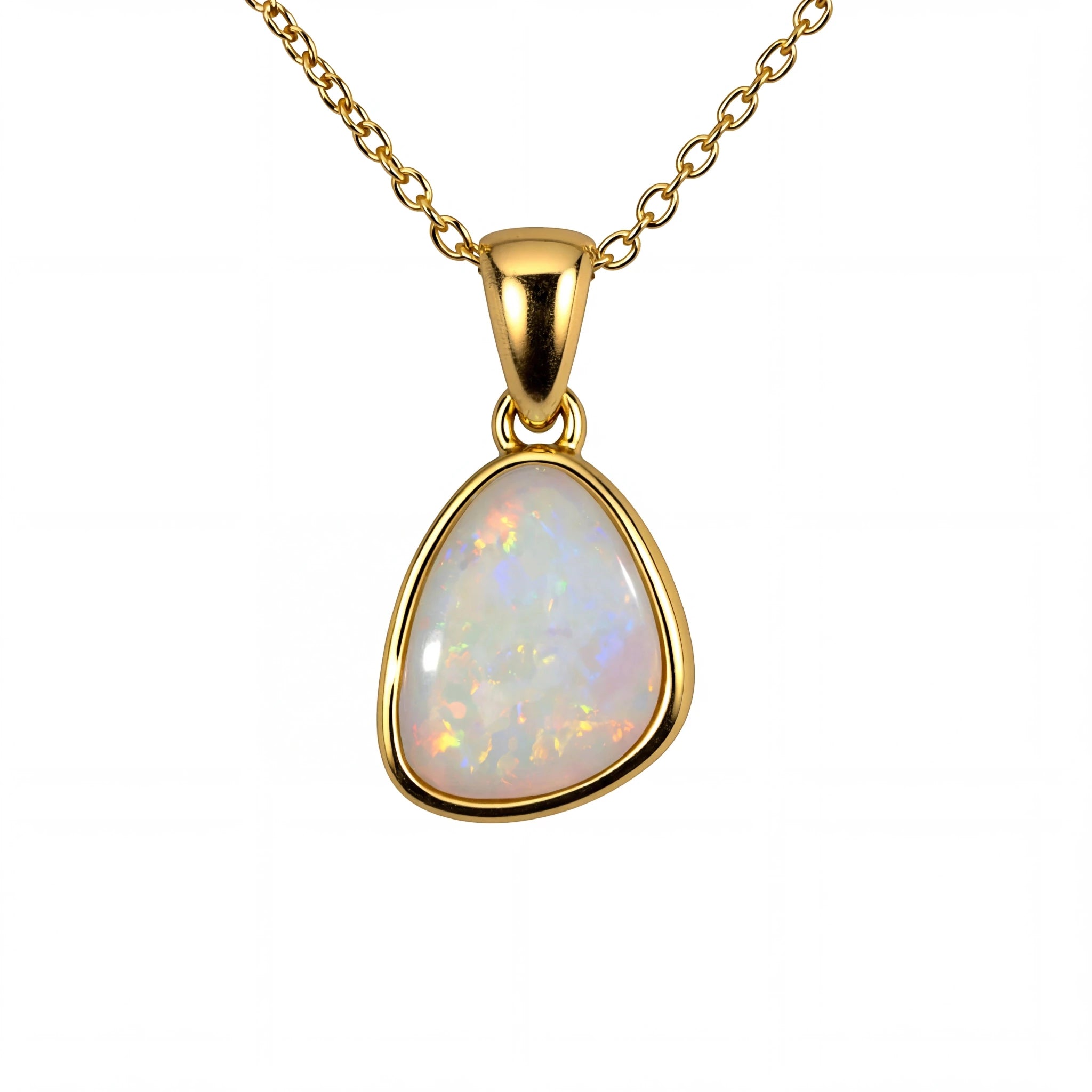 Light Opal Pendant in 9K Yellow Gold - Multicolour - Australian Opal Cutters and Pearl Divers