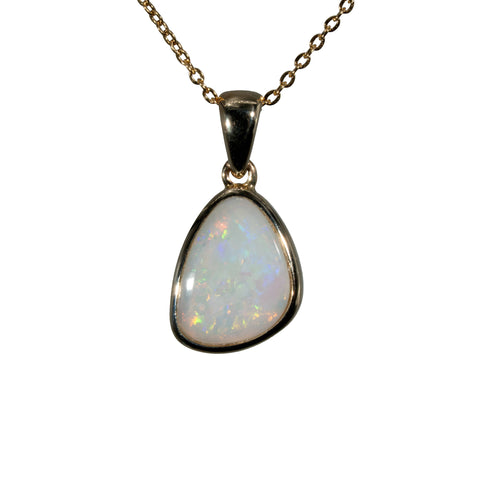 Light Opal Pendant in 9K Yellow Gold - Multicolour