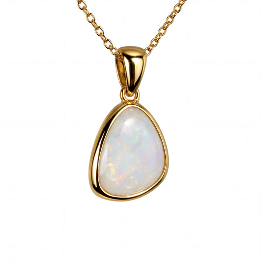 Light Opal Pendant in 9K Yellow Gold - Multicolour