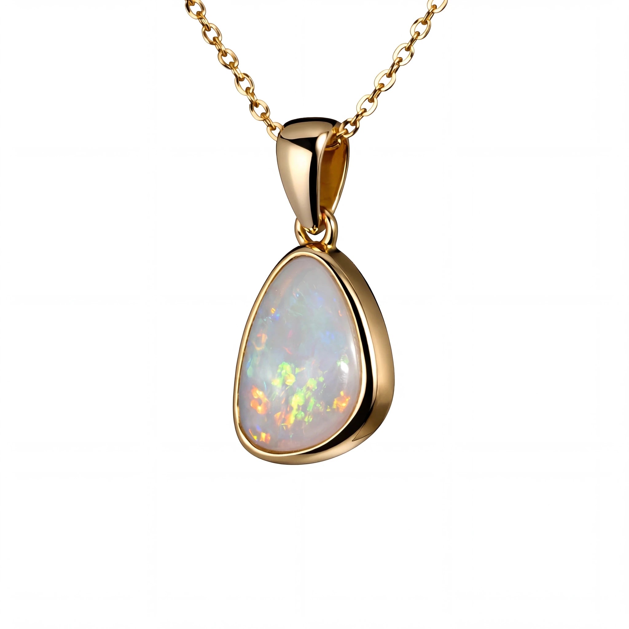 Light Opal Pendant in 9K Yellow Gold - Multicolour - Australian Opal Cutters and Pearl Divers