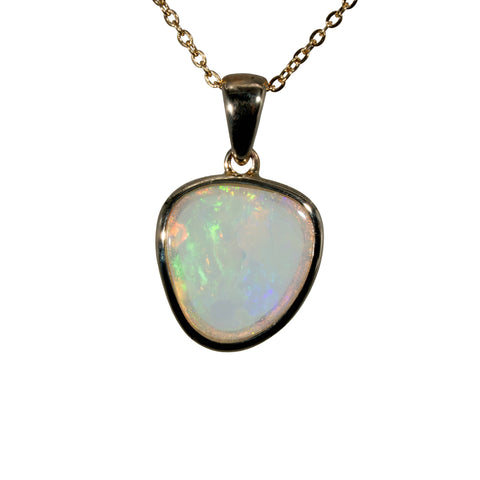 Light Opal Pendant in 9K Yellow Gold - Multicolour
