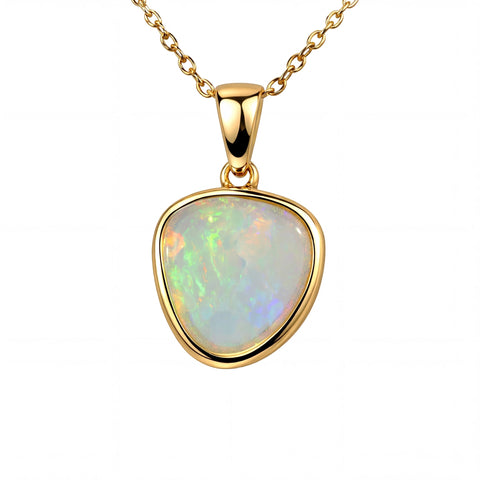 Light Opal Pendant in 9K Yellow Gold - Multicolour - Australian Opal Cutters and Pearl Divers