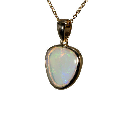 Light Opal Pendant in 9K Yellow Gold - Multicolour