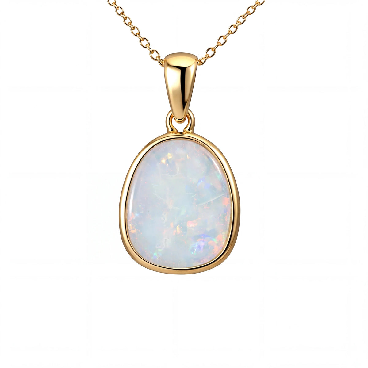 Light Opal Pendant in 9K Yellow Gold - Multicolour - Australian Opal Cutters and Pearl Divers