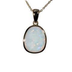 Light Opal Pendant in 9K Yellow Gold - Multicolour