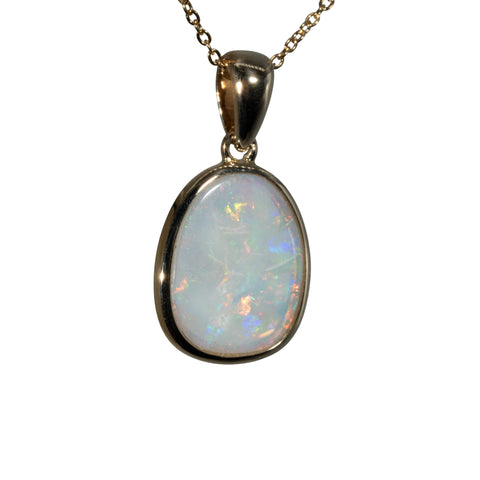 Light Opal Pendant in 9K Yellow Gold - Multicolour