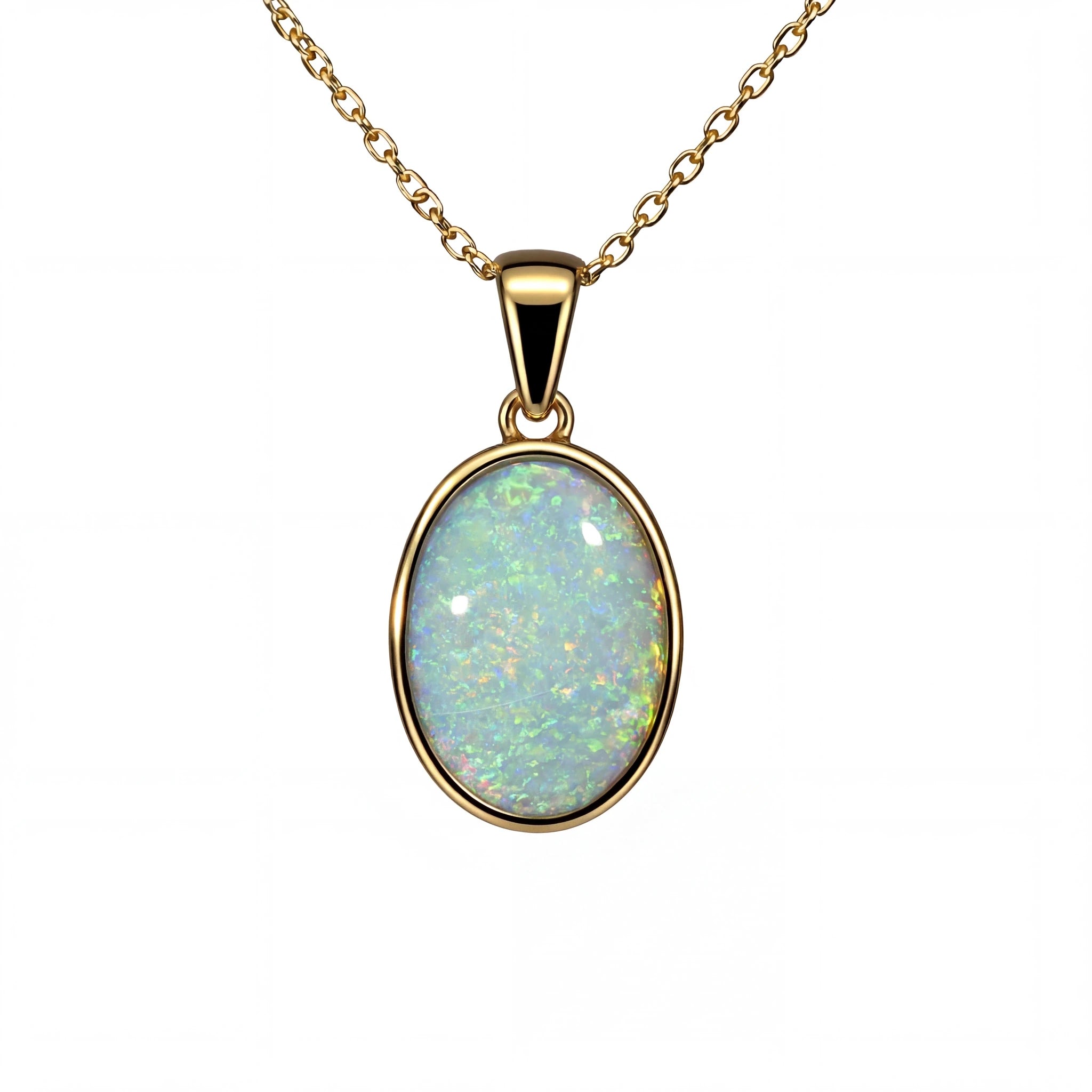 Light Opal Pendant in 9K Yellow Gold - Multicolour - Australian Opal Cutters and Pearl Divers