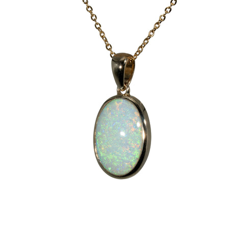Light Opal Pendant in 9K Yellow Gold - Multicolour