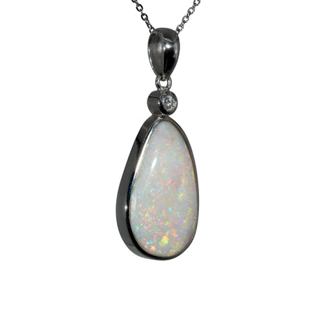 Light Opal Pendant in Platinum - Multicolour
