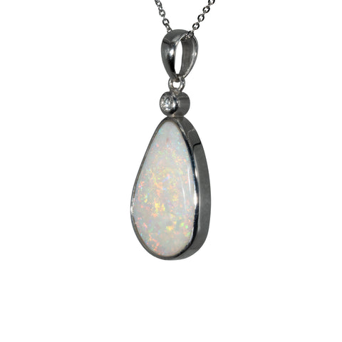 Light Opal Pendant in Platinum - Multicolour