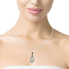 Light Opal Pendant in Platinum - Multicolour
