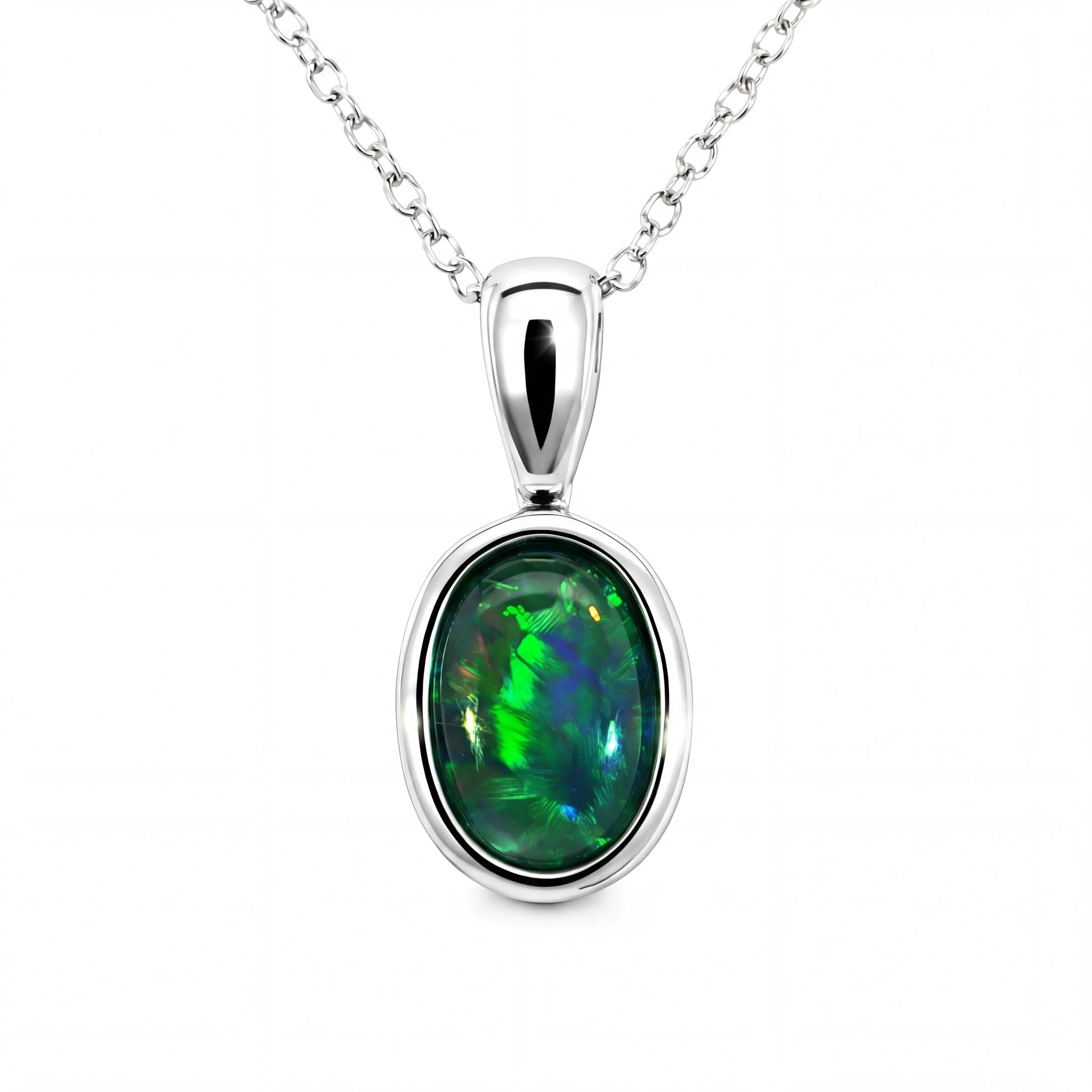 Triplet Opal Pendant in 925 Sterling Silver - Multicolour - Australian Opal Cutters and Pearl Divers
