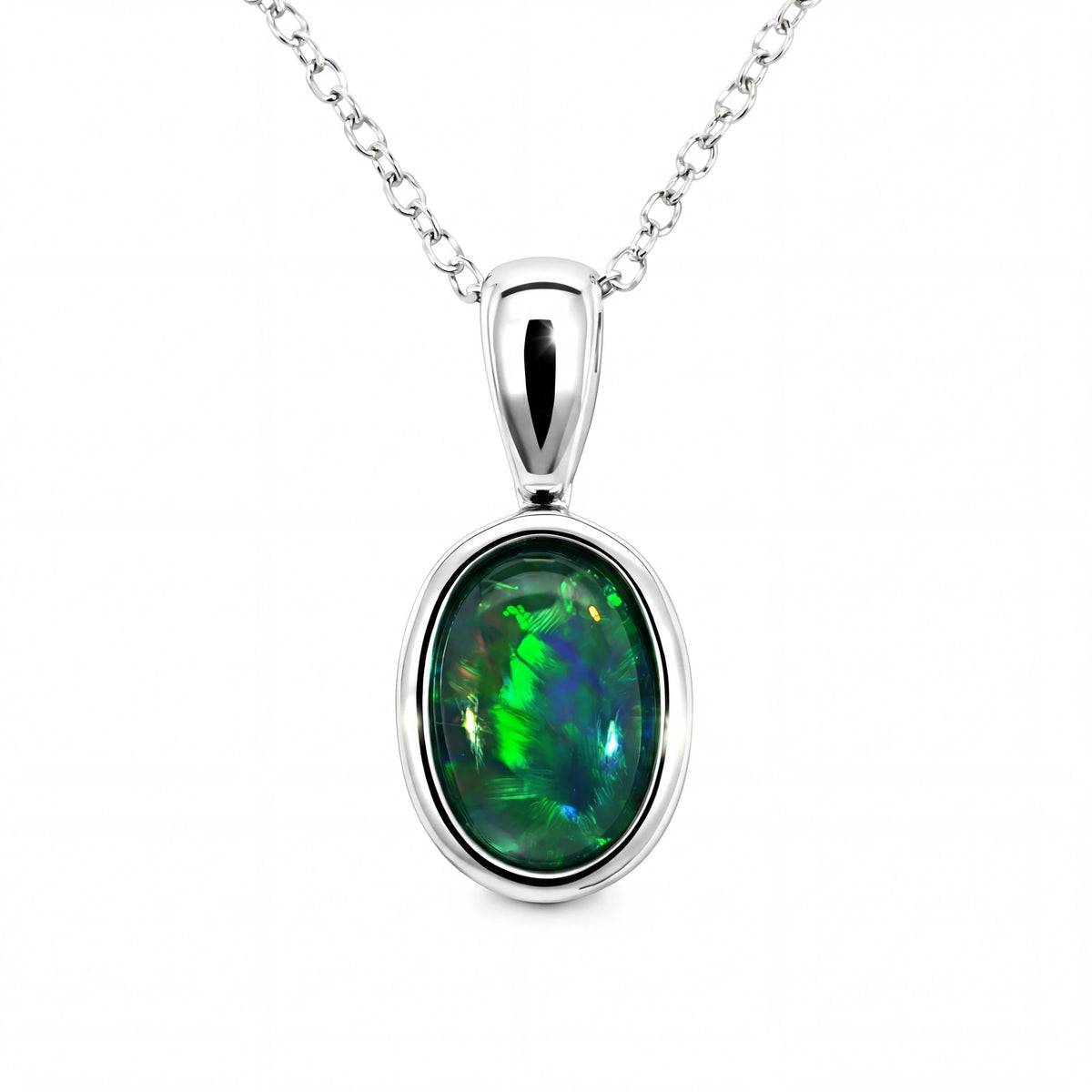 Triplet Opal Pendant in 925 Sterling Silver - Multicolour - Australian Opal Cutters and Pearl Divers