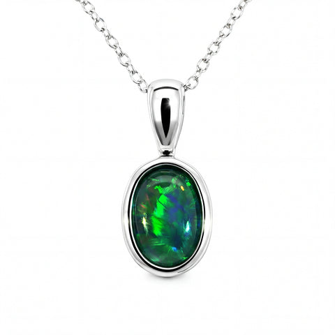 Triplet Opal Pendant in 925 Sterling Silver - Multicolour - Australian Opal Cutters and Pearl Divers