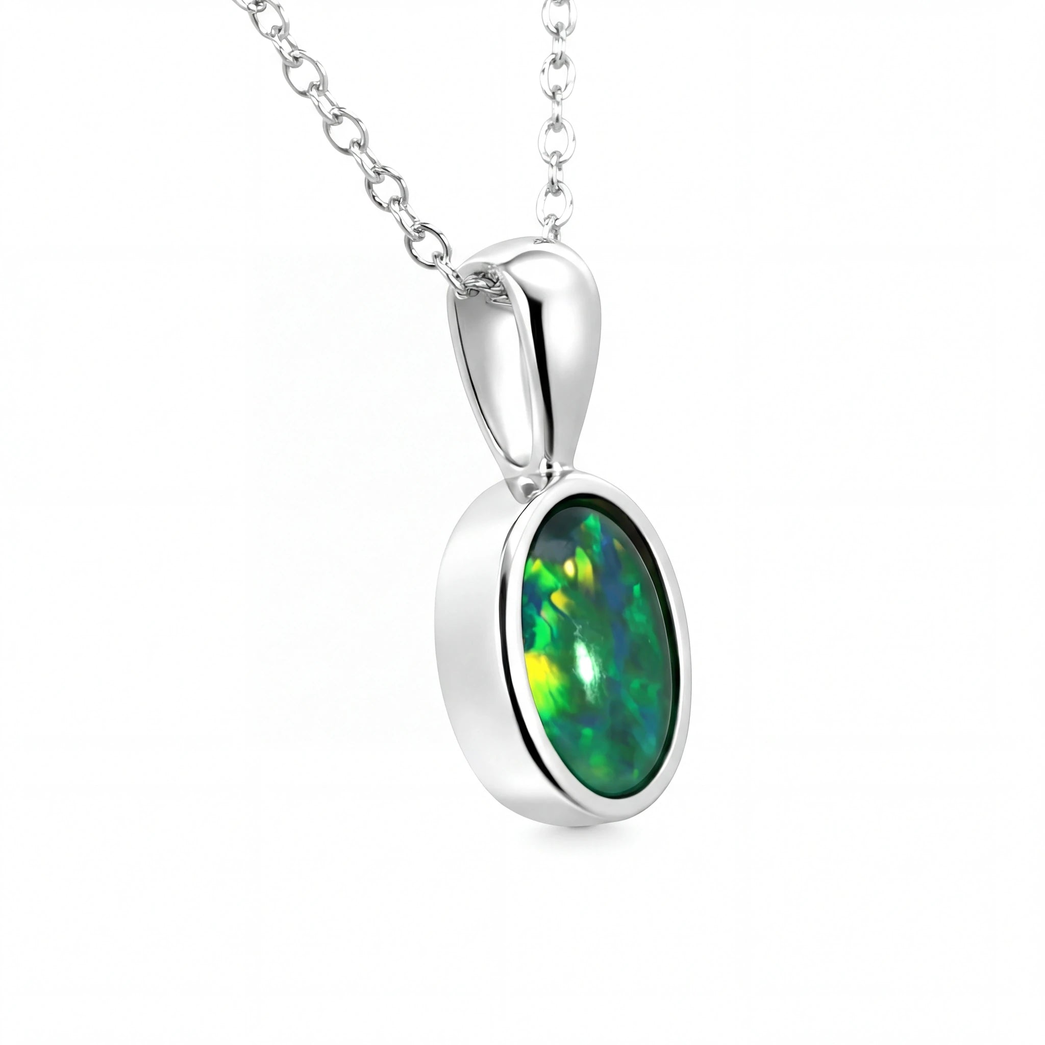Triplet Opal Pendant in 925 Sterling Silver - Multicolour - Australian Opal Cutters and Pearl Divers