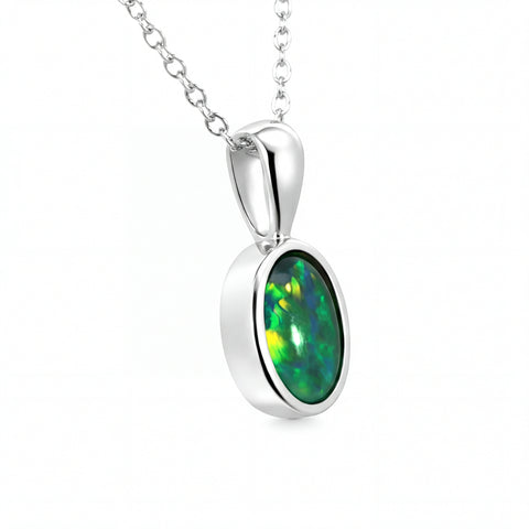 Triplet Opal Pendant in 925 Sterling Silver - Multicolour