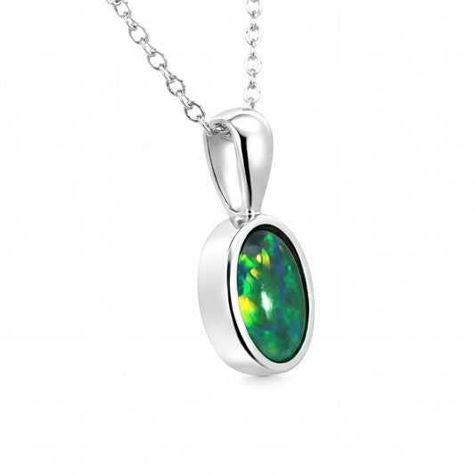 Triplet Opal Pendant in 925 Sterling Silver - Multicolour - Australian Opal Cutters and Pearl Divers