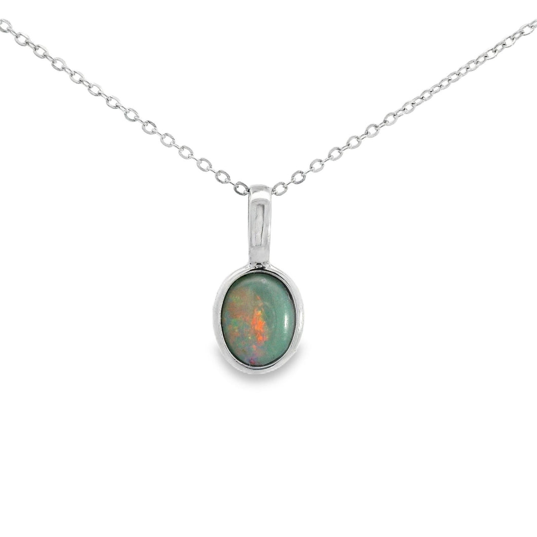 Australian Opal Black Pendant set in Sterling Silver