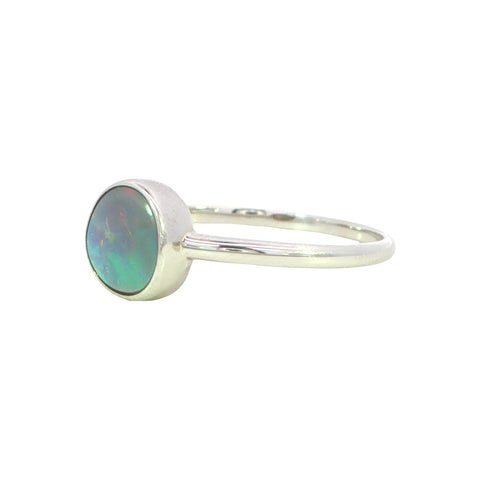 Dark Opal Ring in 14K White Gold - Multicolour