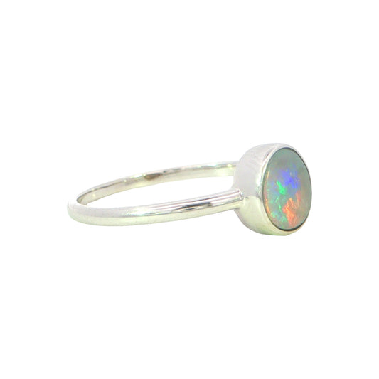 Dark Opal Ring in 14K White Gold - Multicolour - Australian Opal Cutters and Pearl Divers