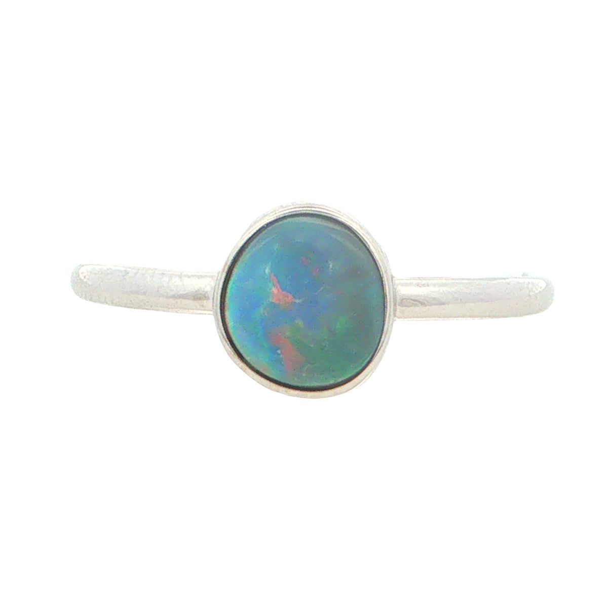 Dark Opal Ring in 14K White Gold - Multicolour