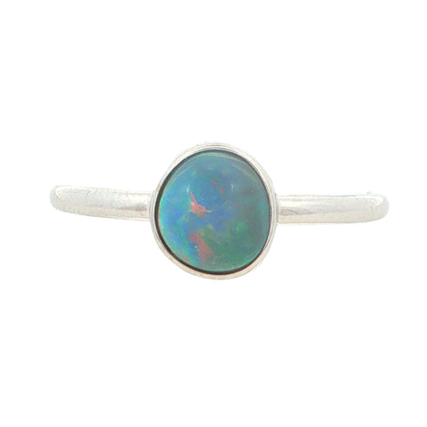 Dark Opal Ring in 14K White Gold - Multicolour