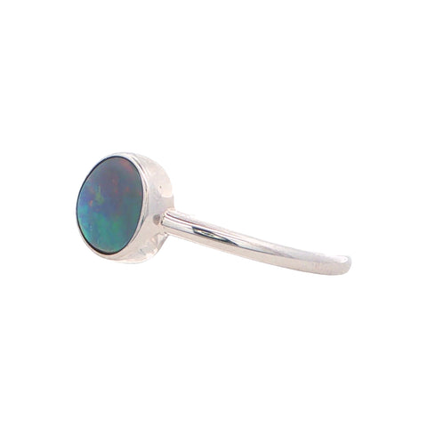 Dark Opal Ring in 14K White Gold - Multicolour
