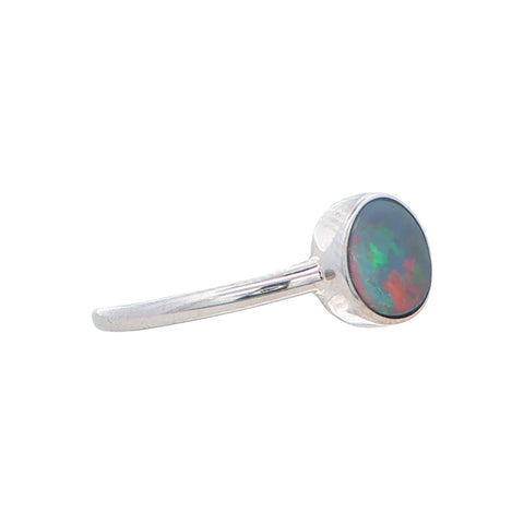 Dark Opal Ring in 14K White Gold - Multicolour