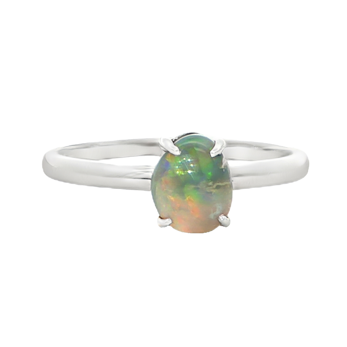 Dark Opal Ring in 14K White Gold - Multicolour