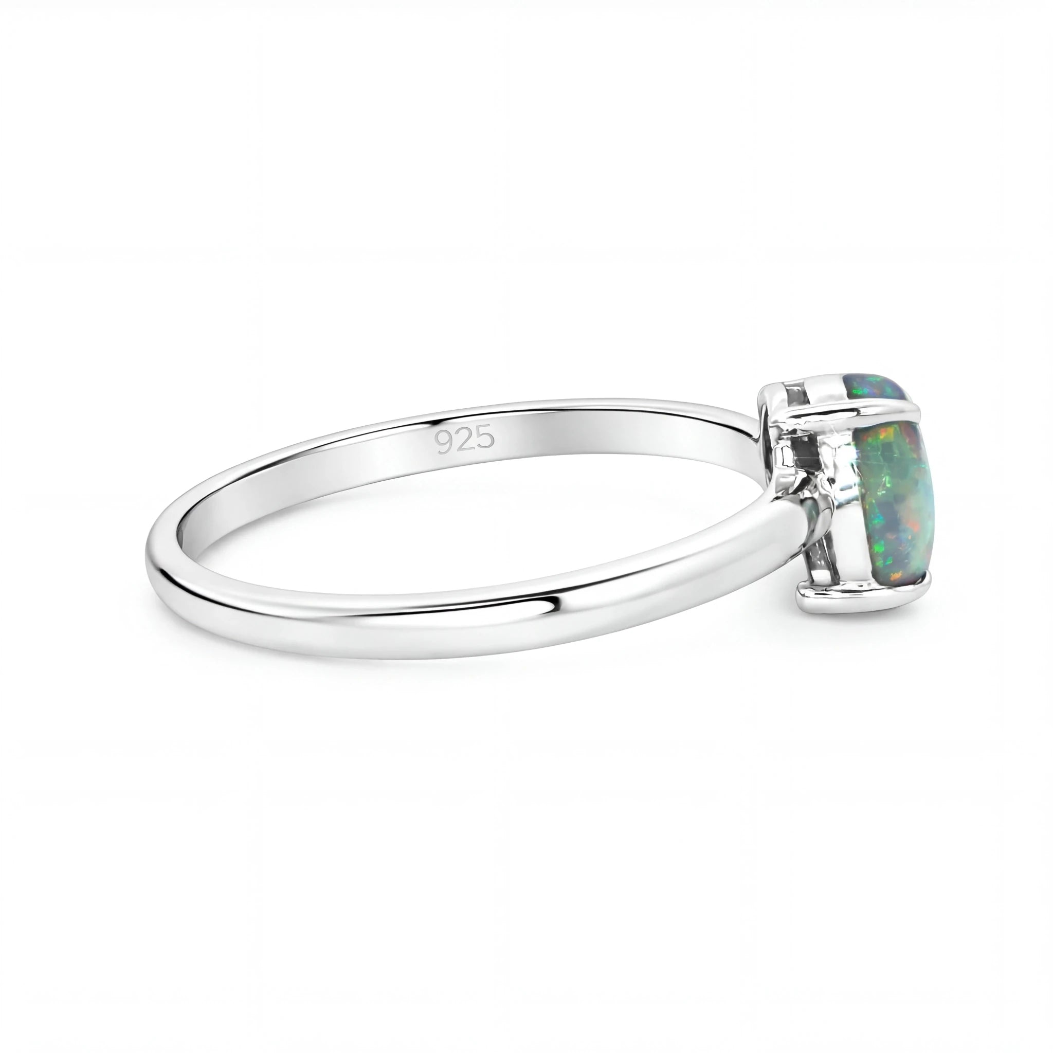 Dark Opal Ring in 14K White Gold - Multicolour - Australian Opal Cutters and Pearl Divers