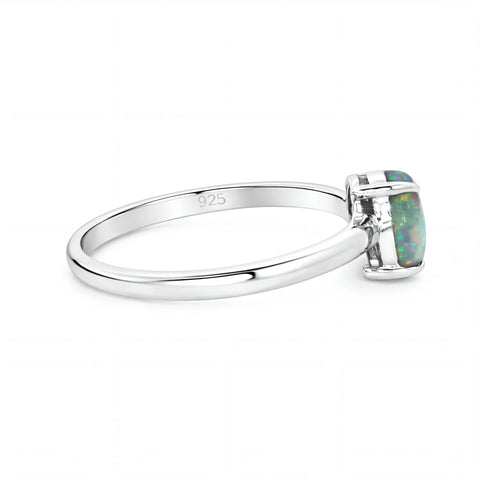 Dark Opal Ring in 14K White Gold - Multicolour - Australian Opal Cutters and Pearl Divers