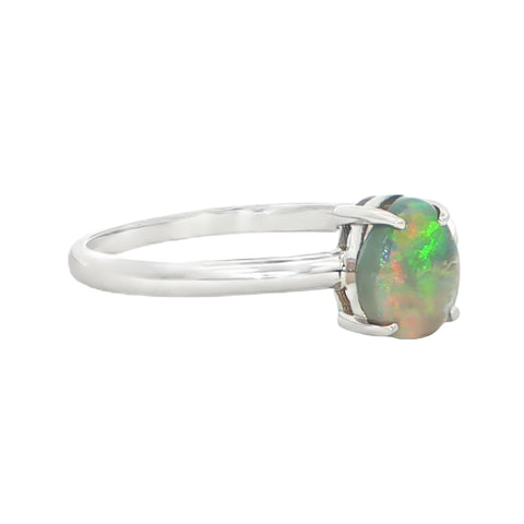Dark Opal Ring in 14K White Gold - Multicolour