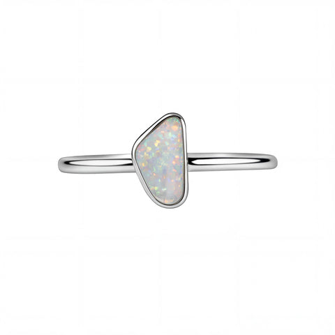 Dark Opal Ring in 14K White Gold - Multicolour - Australian Opal Cutters and Pearl Divers