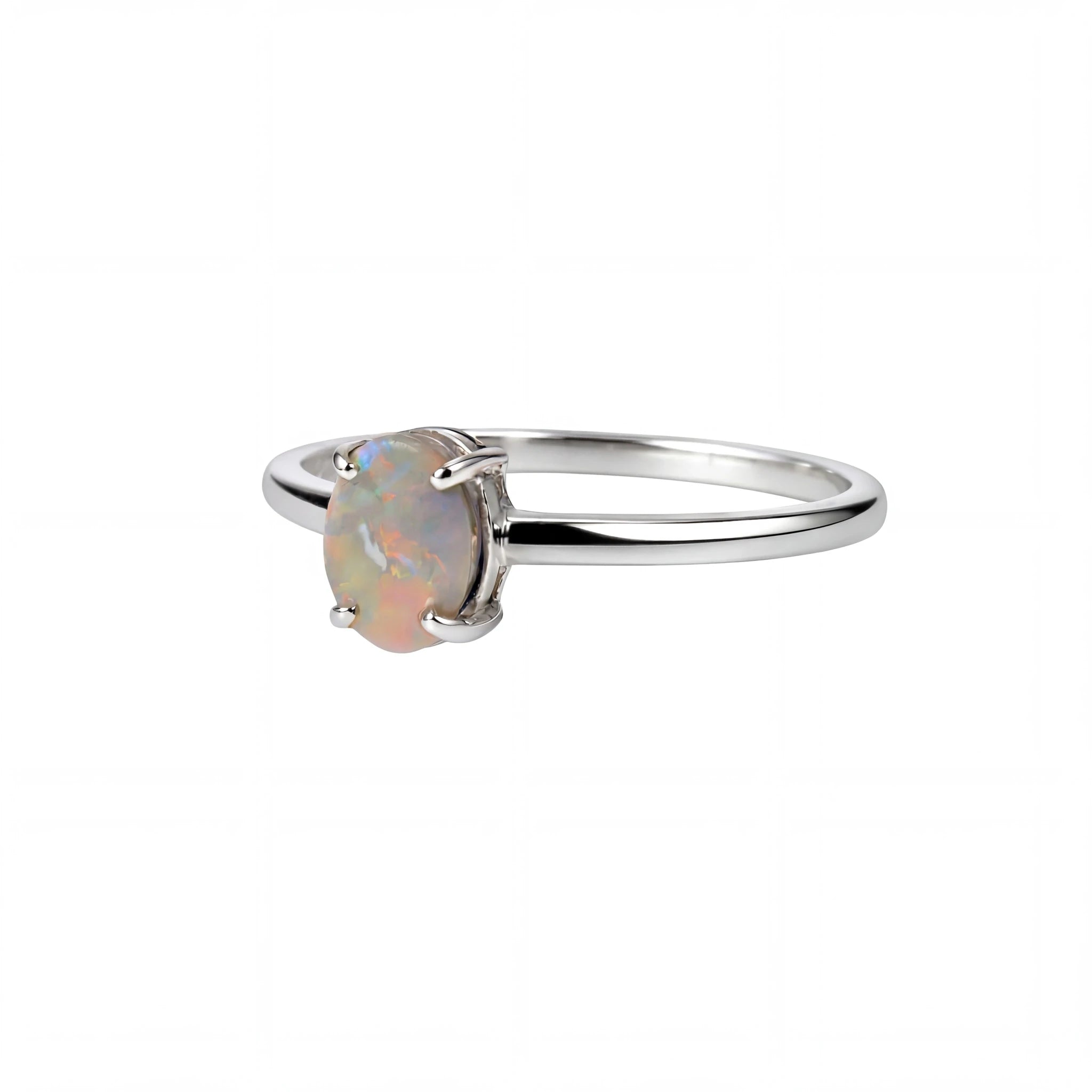 Dark Opal Ring in 14K White Gold - Multicolour - Australian Opal Cutters and Pearl Divers
