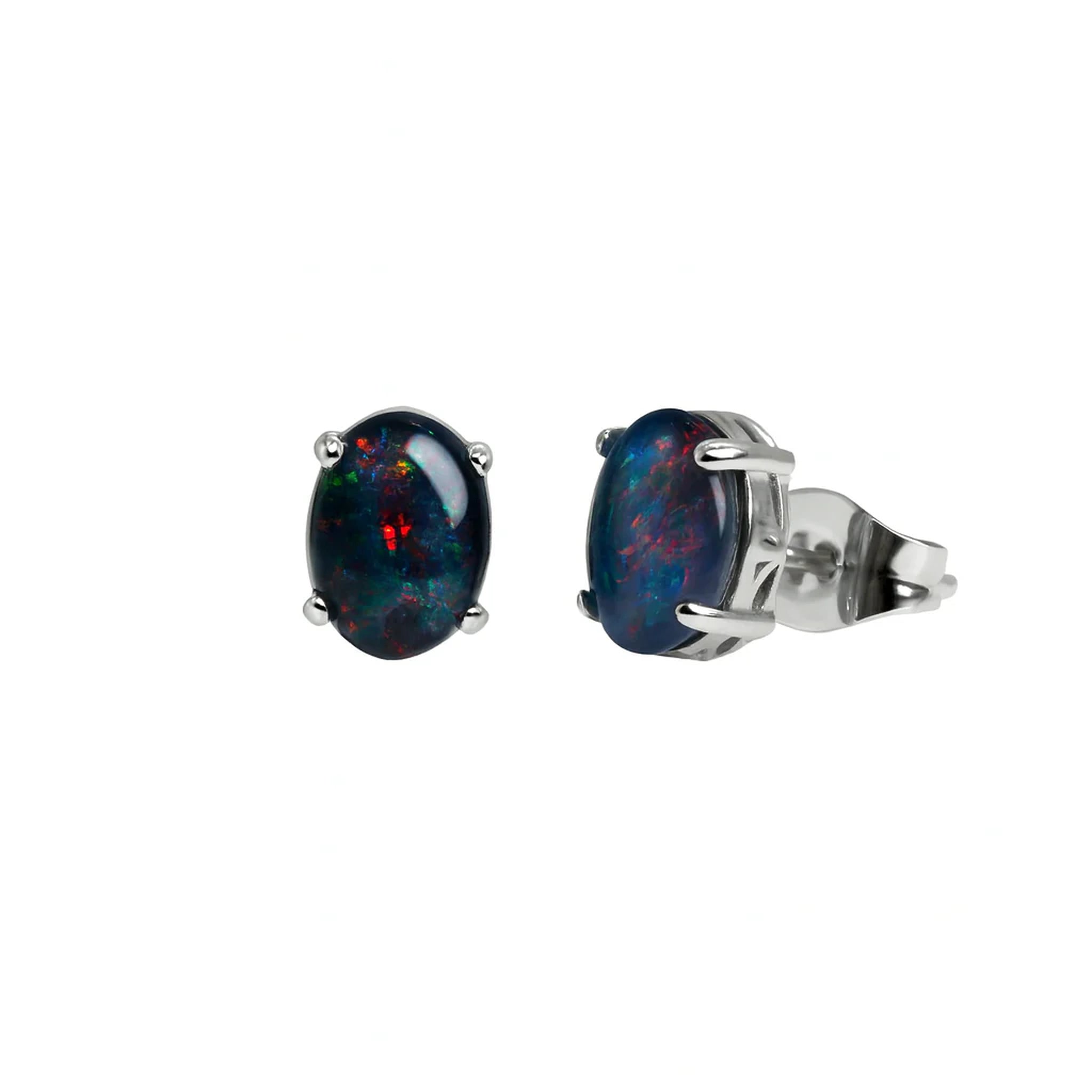 Triplet Opal Earrings in Stainless Steel - Multicolour