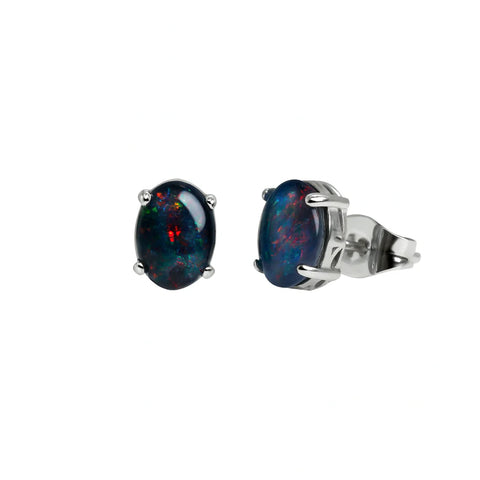 Triplet Opal Earrings in Stainless Steel - Multicolour