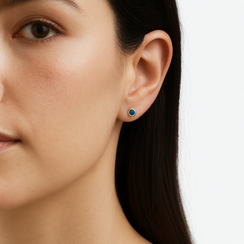 Triplet Opal Earrings in 925 Sterling Silver - Green-Blue